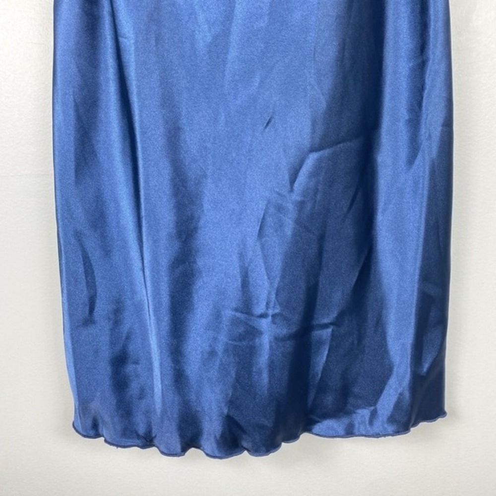 Bebe Satin Slip Mini Dress Sz L Blue Y2K 90s Clubbing Party NEW - Picture 3 of 10